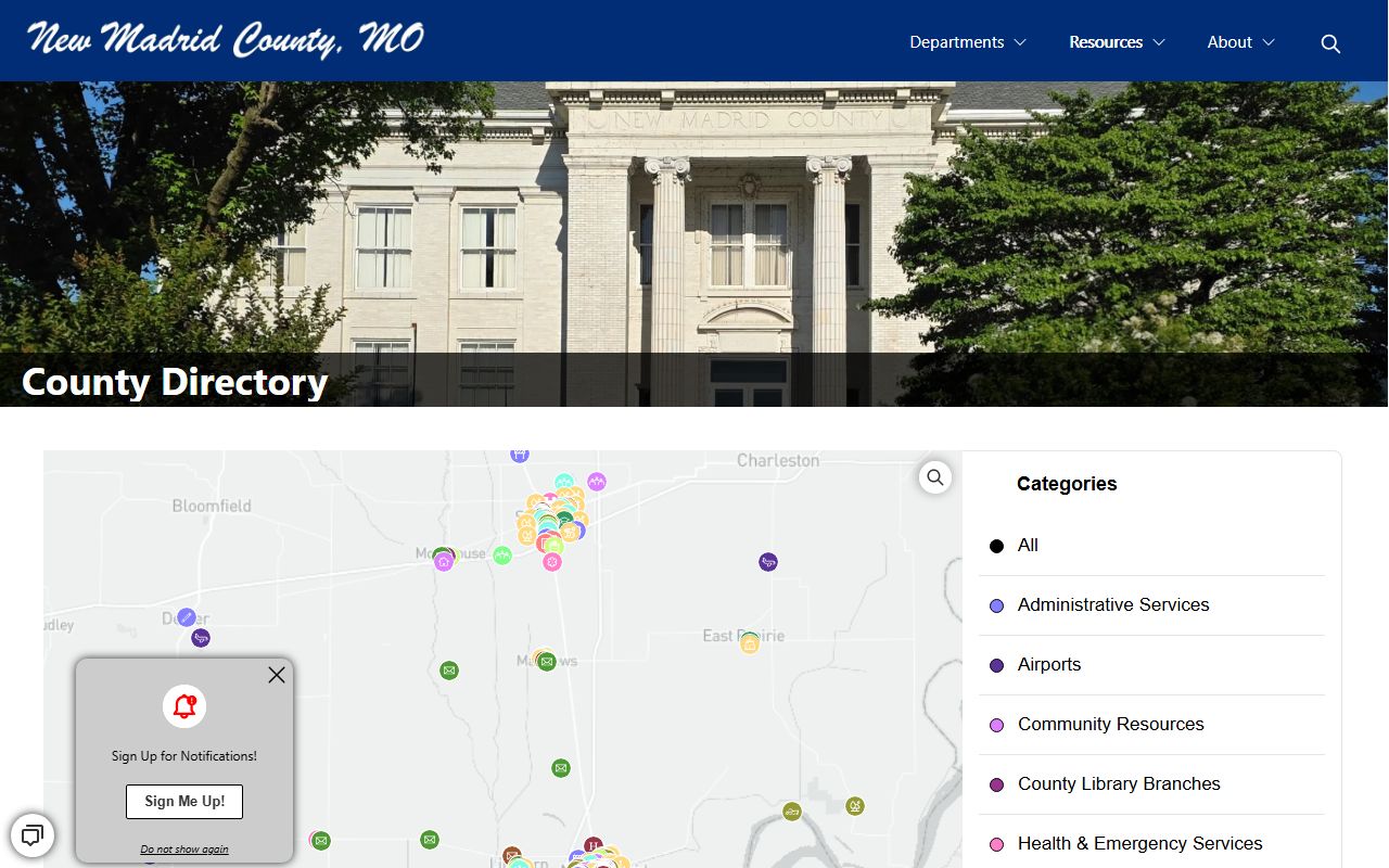 New Madrid County Sheriff Department inmate lookup directory map
